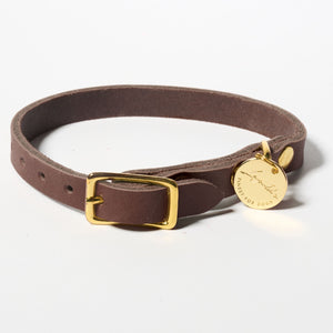 Hundehalsband Fettleder Dunkelbraun-Gold 22-28cm  - von Leopold's kaufen bei leopolds-finest