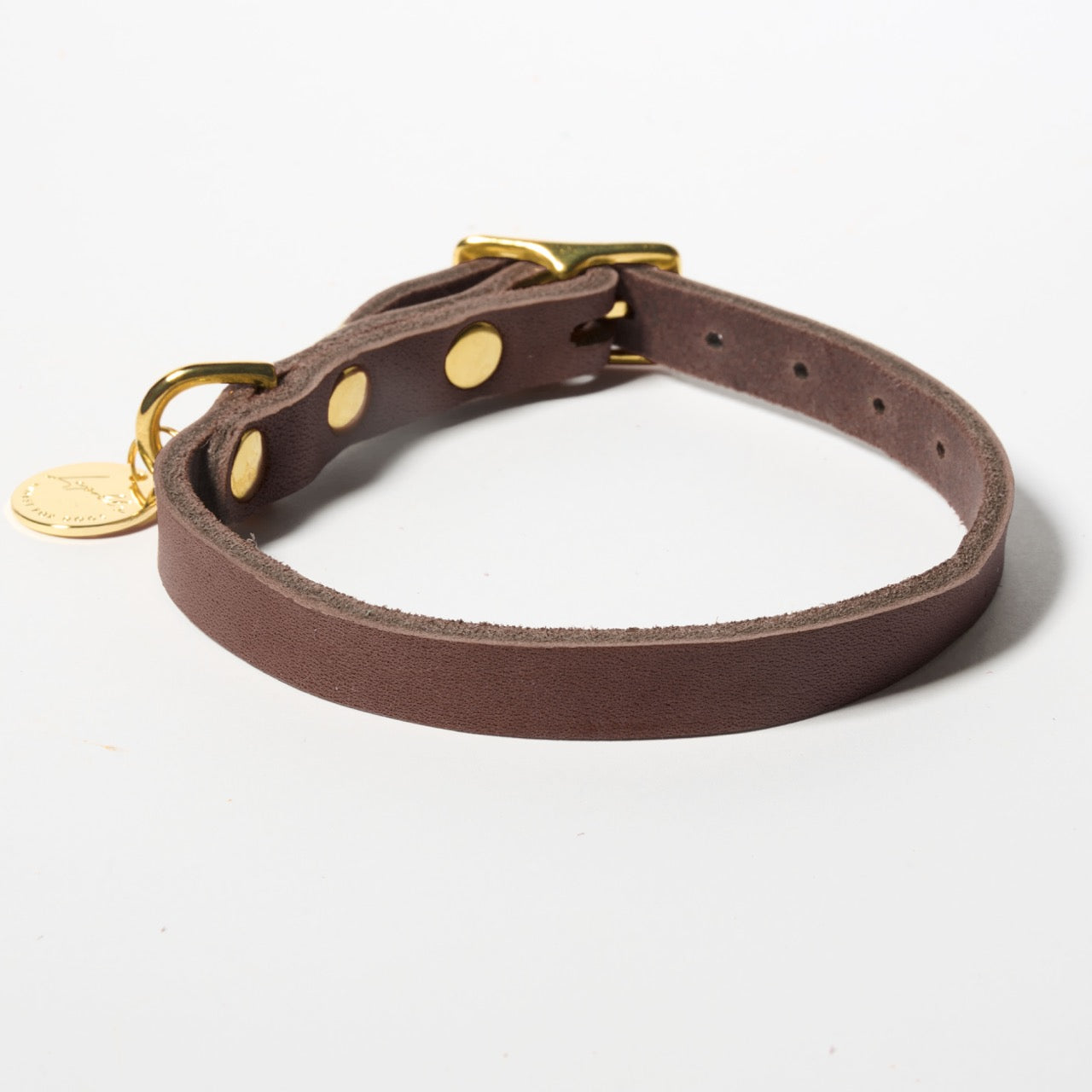 Hundehalsband Fettleder Dunkelbraun-Gold 22-28cm  - von Leopold's kaufen bei leopolds-finest [Dunkelbraun-Gold]