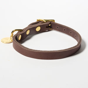 Hundehalsband Fettleder Dunkelbraun-Gold 22-28cm  - von Leopold's kaufen bei leopolds-finest