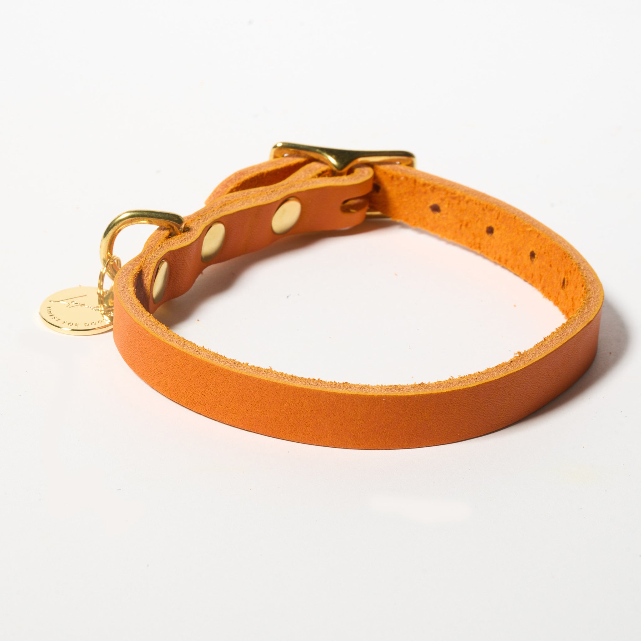 Hundehalsband Fettleder Orange-Gold / 26-32cm - von Leopold's kaufen bei leopolds-finest [orange-gold]
