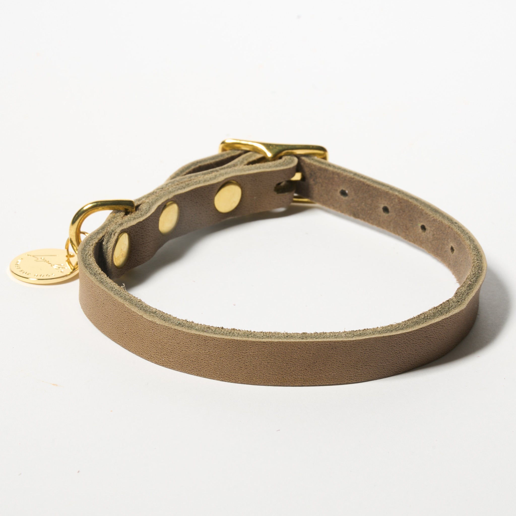 Hundehalsband Fettleder Taupe-Gold 22-28cm  - von Leopold's kaufen bei leopolds-finest [Taupe-Gold]