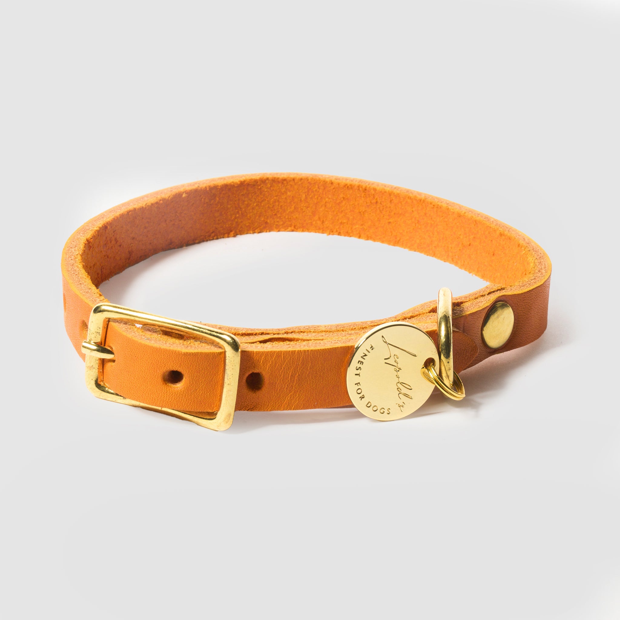 Hundehalsband Fettleder Orange-Gold / 26-32cm - von Leopold's kaufen bei leopolds-finest [orange-gold]