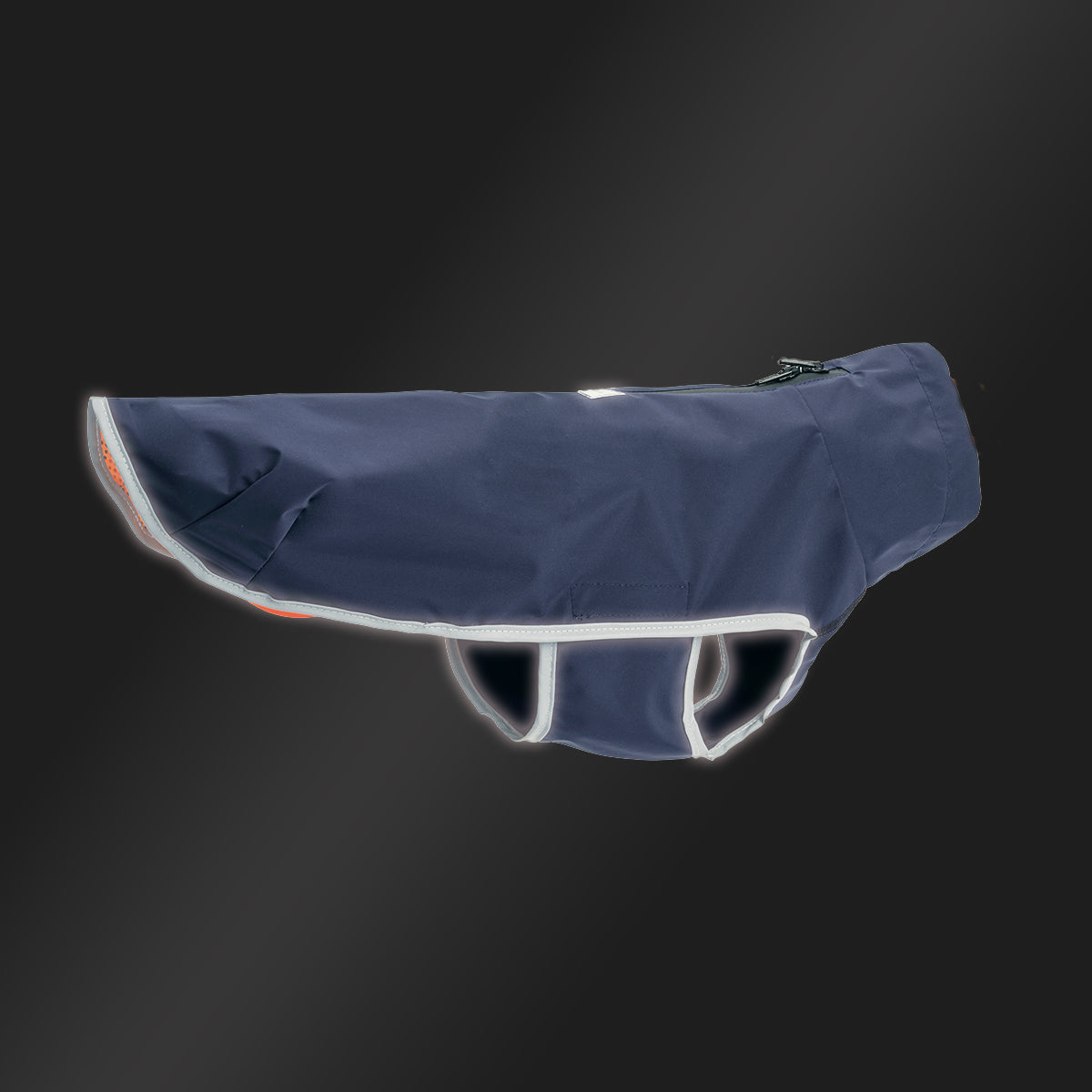 Leopold's Finest | Hunde Regenmantel Active in dunkelblau für Dackel und kleine Hunde mit Reflexstreifen als Umrandung Seitenansicht