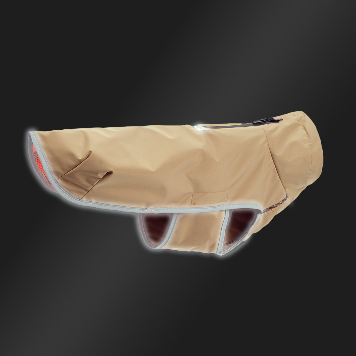 Leopold's Finest | Hunde Regenmantel Active in camel für Dackel und kleine Hunde mit Reflexstreifen als Umrandung 