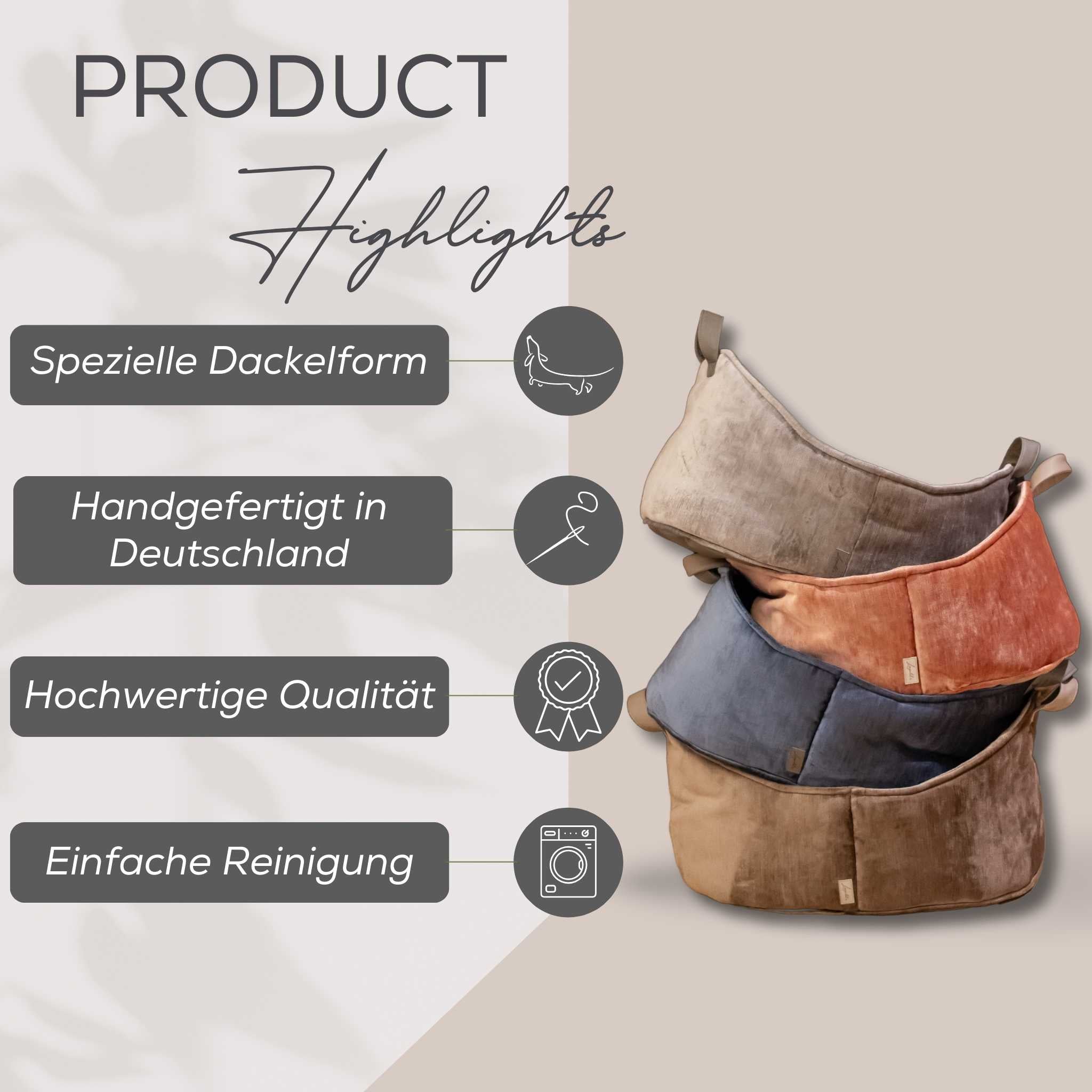 Cosy Dog Bed Samt/Webpelz Leopold's  denim     - von Leopold's kaufen bei leopolds-finest [denim, sand, hellgrau, lachs]