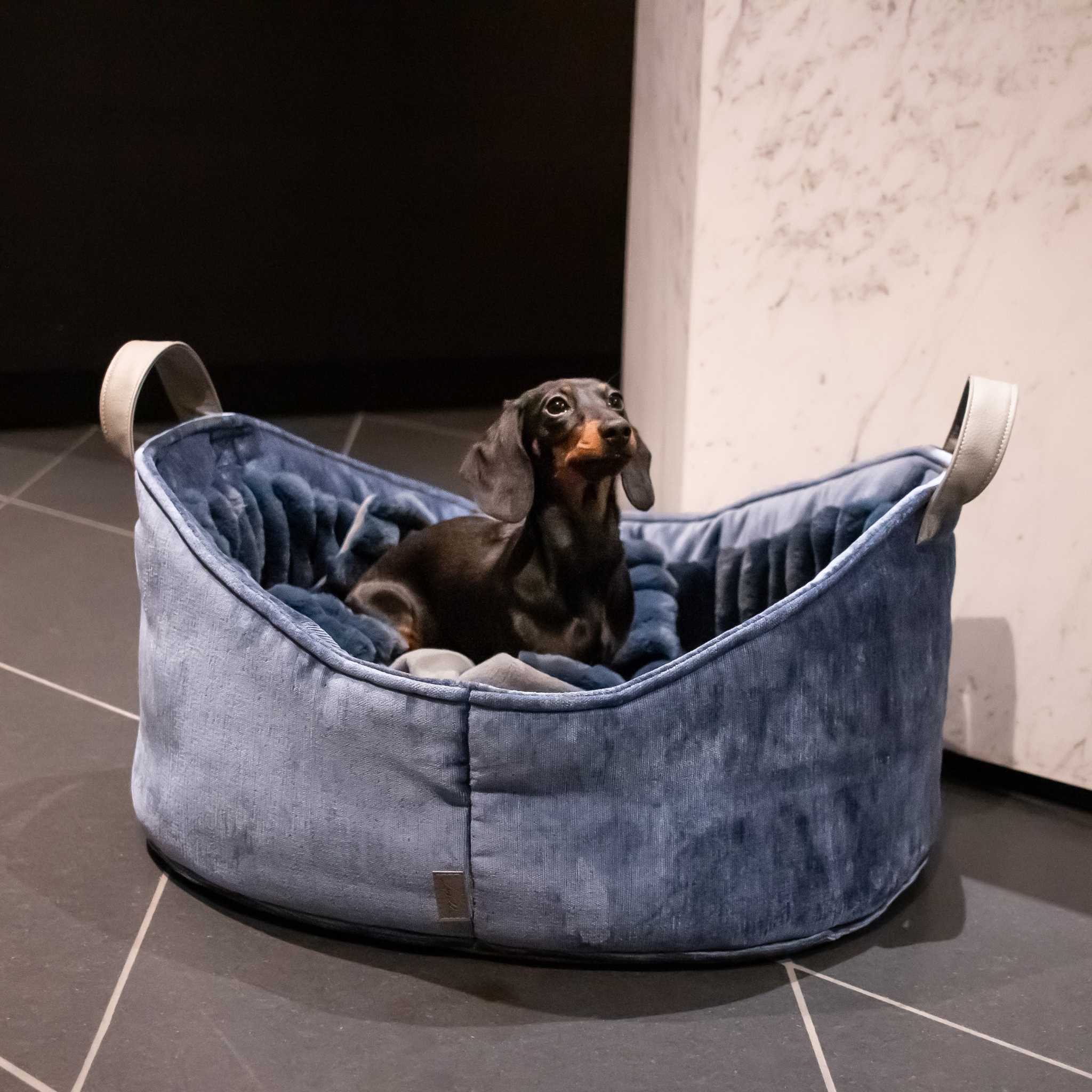 leopolds finest hundebett reisebett velvet denim [denim]