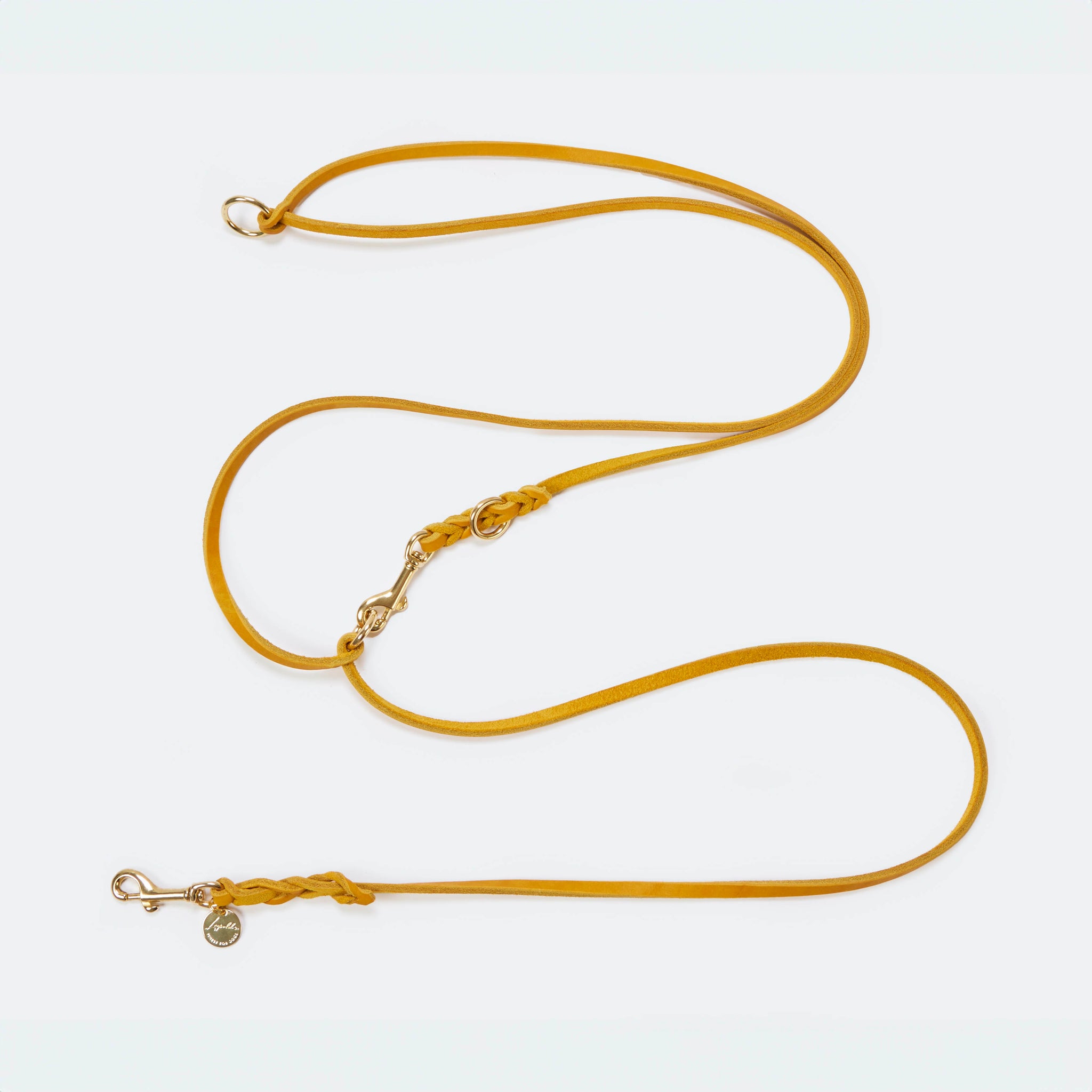 Hundeleine verstellbar Fettleder Gelb-Gold   - von Leopold's kaufen bei leopolds-finest [Gelb-Gold]