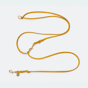Hundeleine verstellbar Fettleder Gelb-Gold   - von Leopold's kaufen bei leopolds-finest