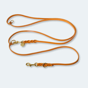 Hundeleine verstellbar Fettleder Orange-Gold   - von Leopold's kaufen bei leopolds-finest