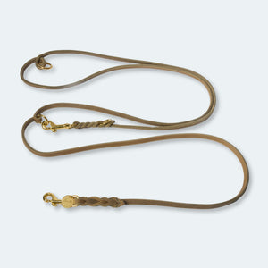 Hundeleine verstellbar Fettleder Taupe-Gold   - von Leopold's kaufen bei leopolds-finest