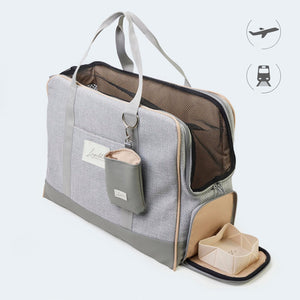 Flugtasche für Dackel und kleine Hunde mit orthopädischer Matratze [grau]