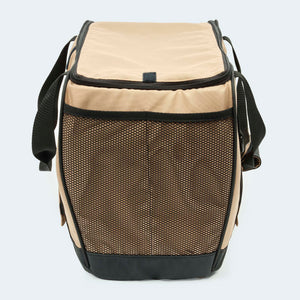 Fahrradtasche für Hunde in beige Netz am hinteren Teil der Fahrradtasche