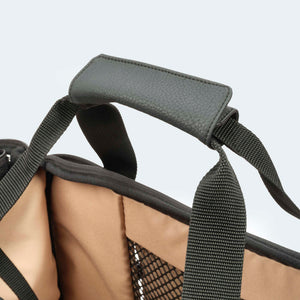 Fahrradtasche für Hunde in beige Tragegriff