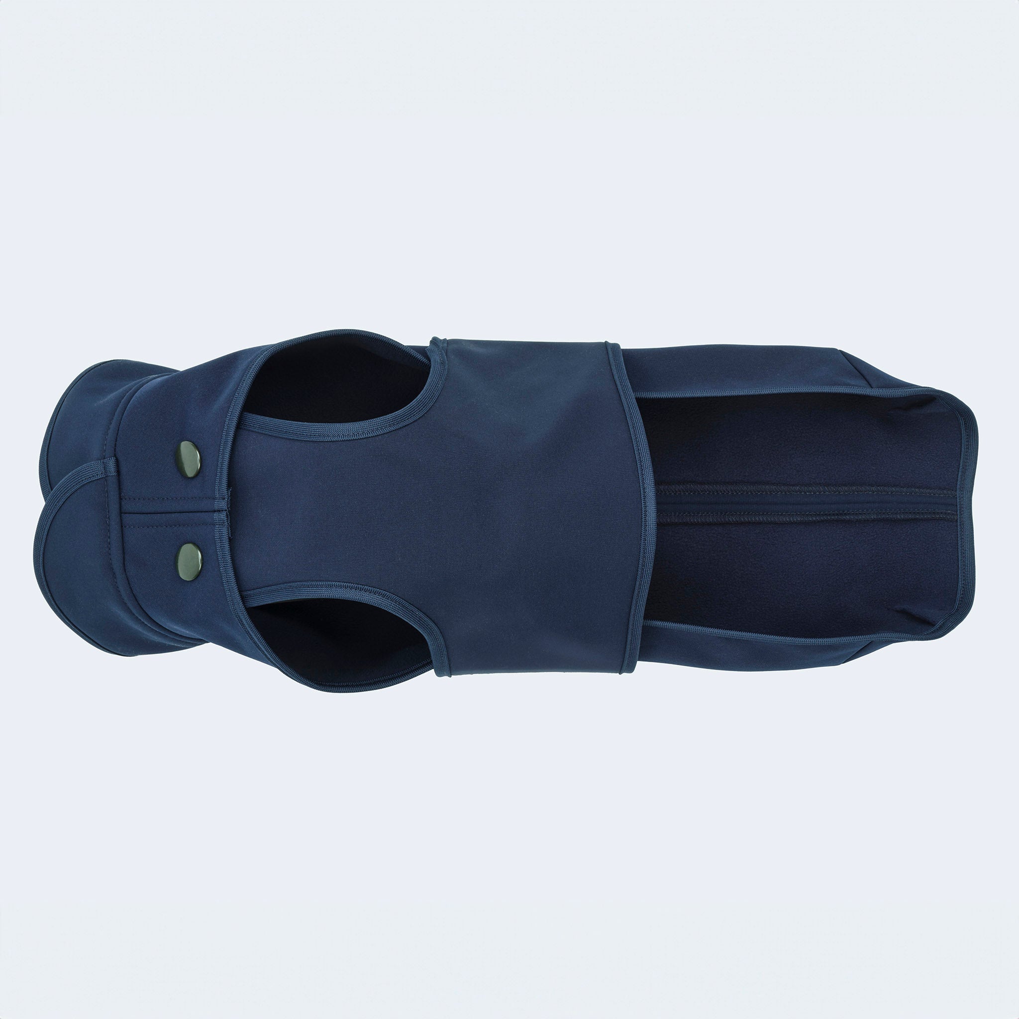 Leopold's Finest | Hunde Softshellmantel in dunkelblau Ansicht von unten für Dackel und kleine Hunde