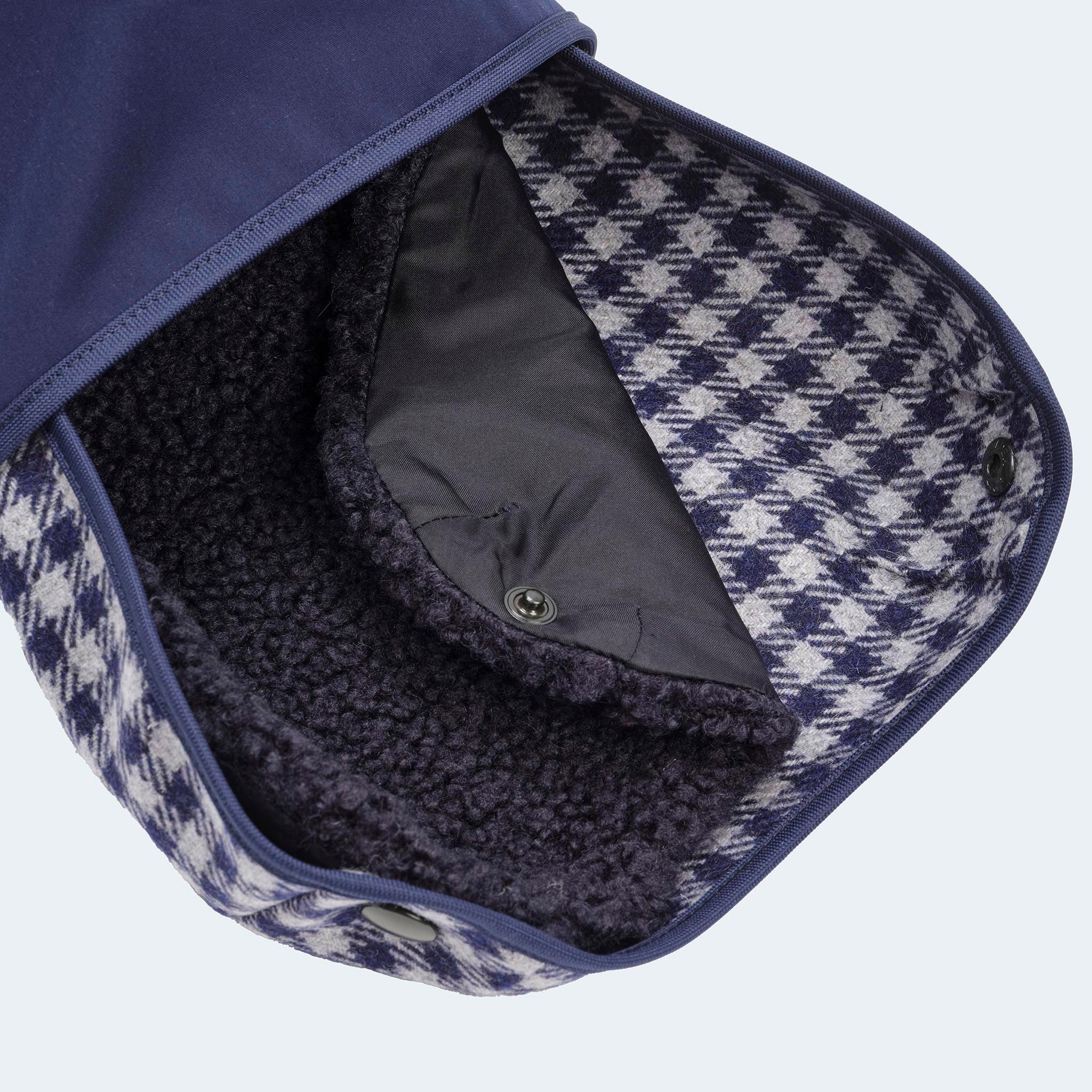 Leopold's Finest | Hundemantel aus Wolle mit Vichy Karo-Muster in blau für Dackel und kleine Hunde Herausnehmbares Futter