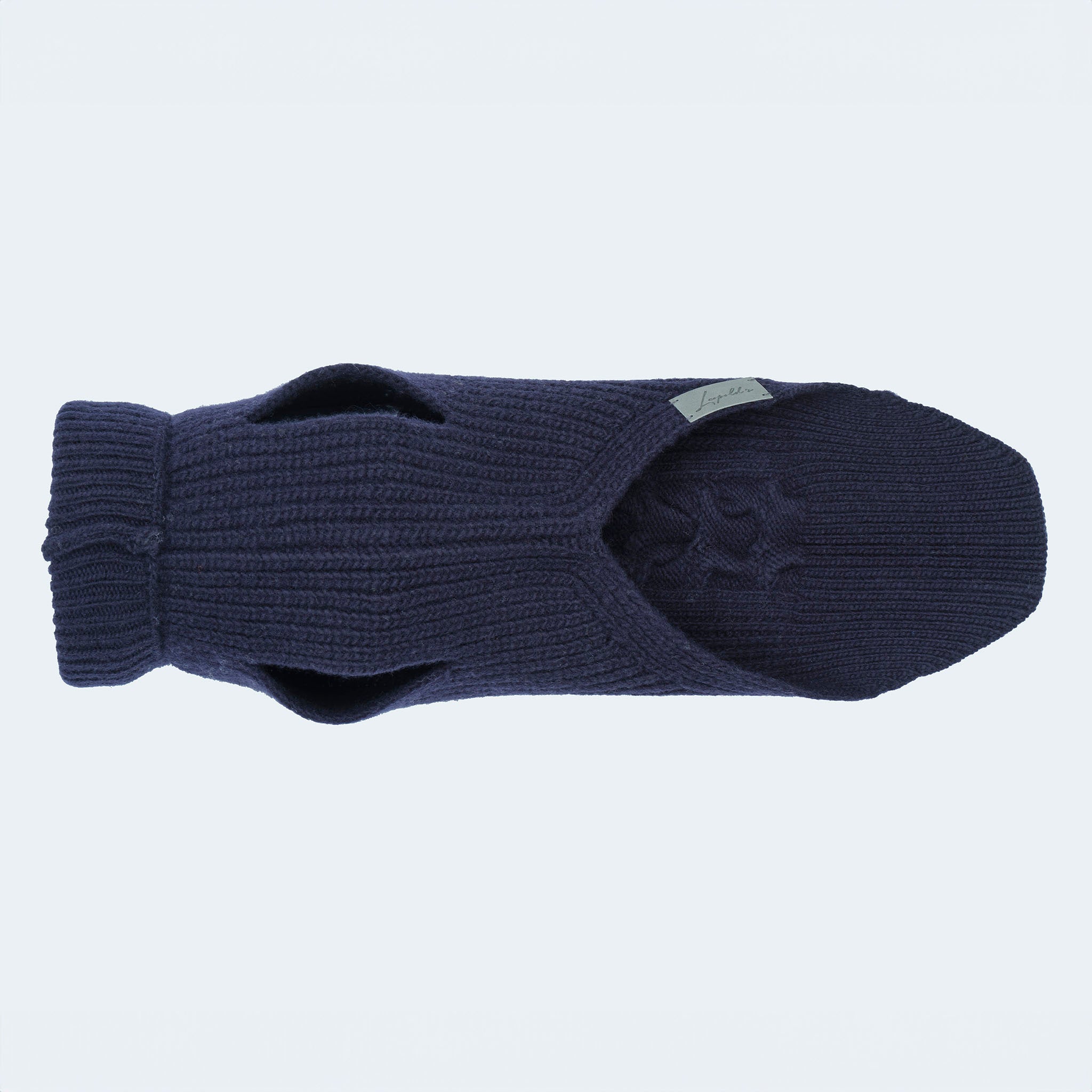 Leopold's Finest | Hundepullover aus Merinowolle für Dackel und kleine Hunde in dunkelblau Unterseite