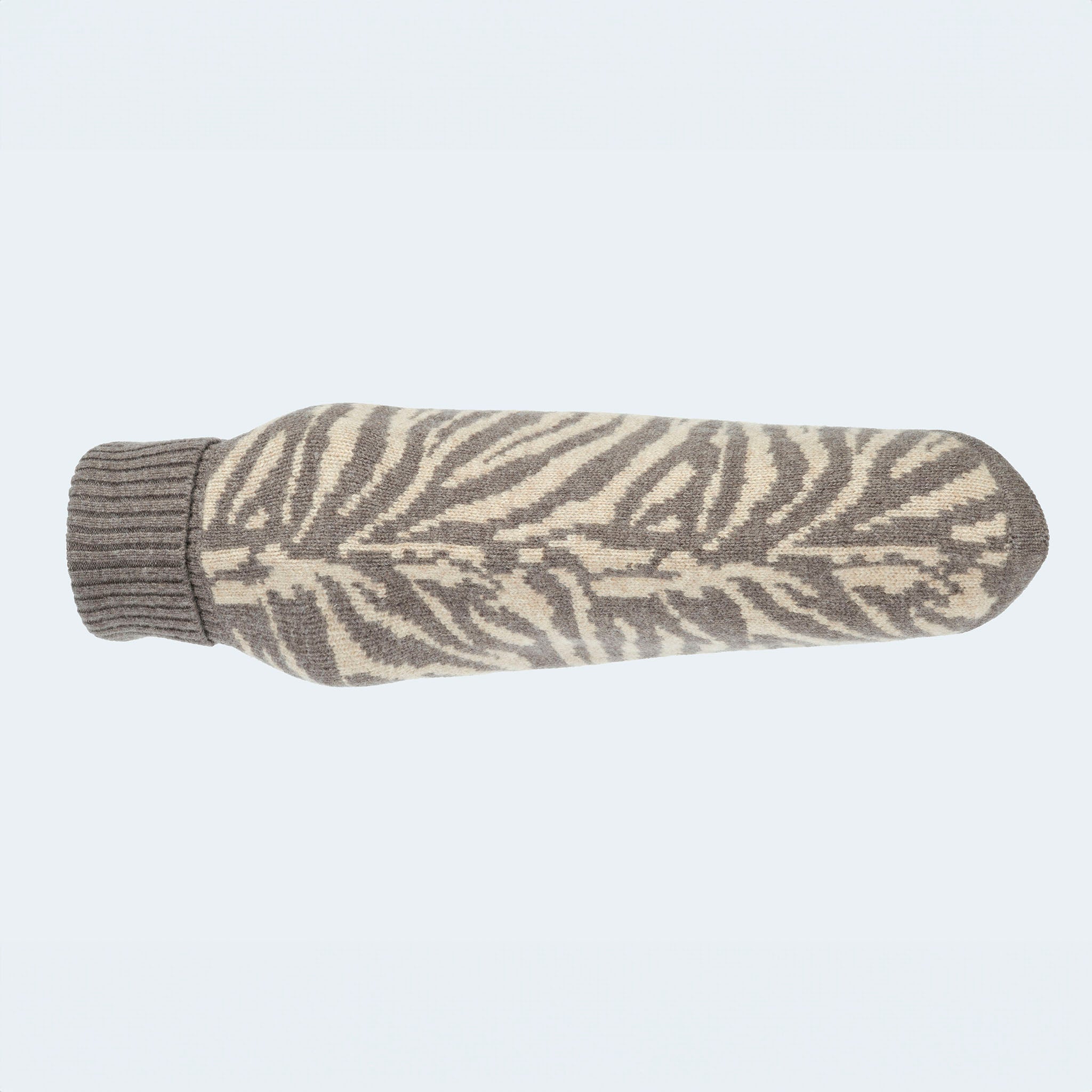 Leopold's Finest for Dogs | Hunde Strickpullover aus 100% Schurwolle in taupe Zebra-Muster für Dackel und kleine Hunde Sich von oben 