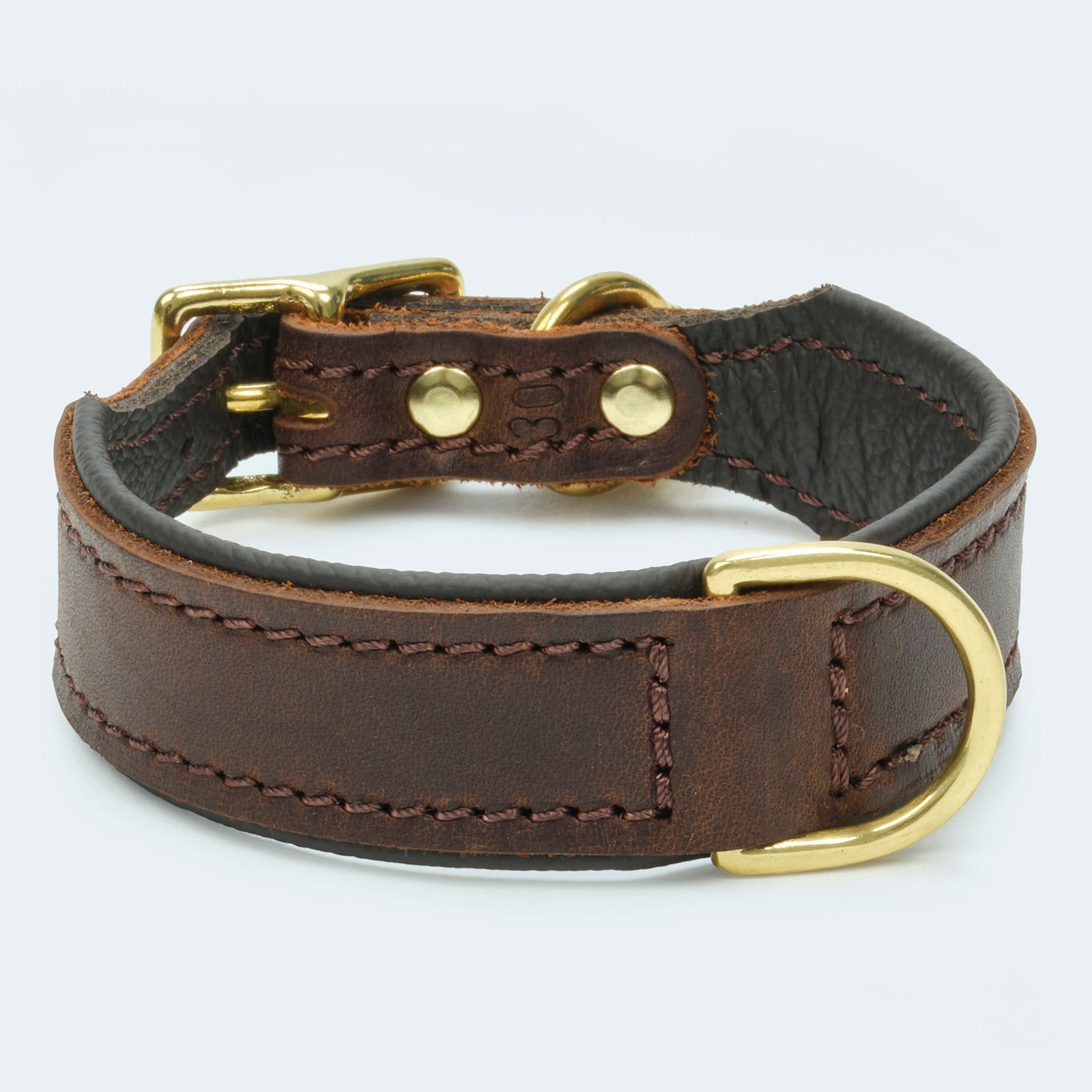 Hundehalsband Leder dunkelbraun/gold fr Dackel und kleine Hunde |  Leopold's Finest for dogs