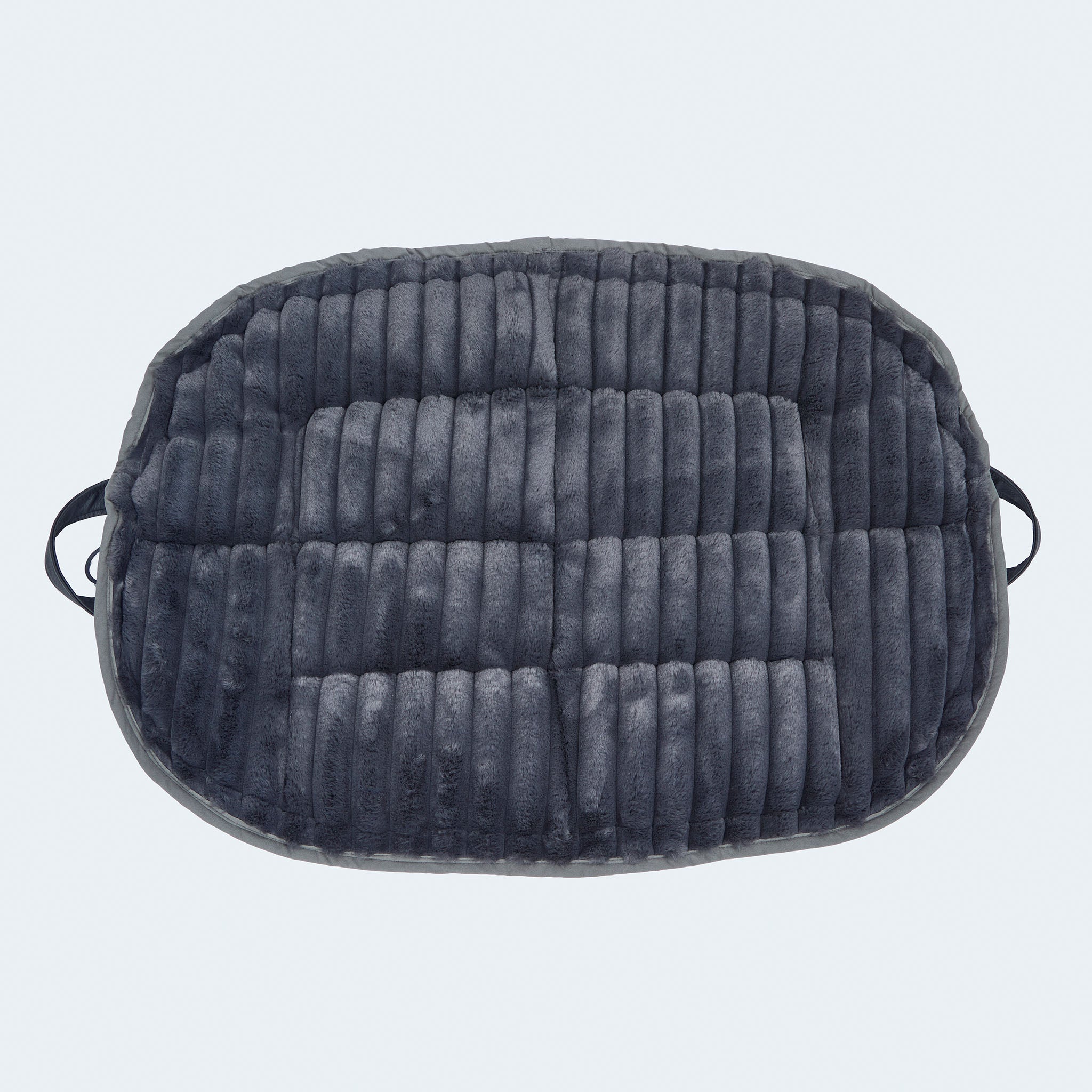 Leopold's Finest | Weiches Hundekissen Cosy Cloud für Dackel und kleine Hunde  in anthrazit. Ansicht der aufgeklappten Form von oben.