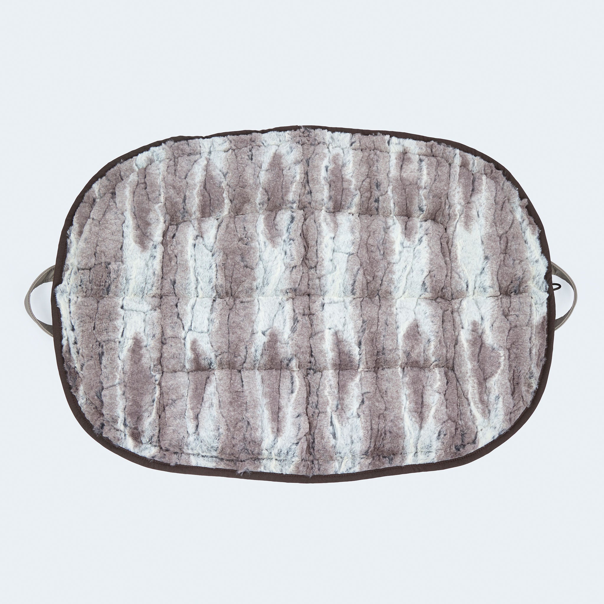 Leopold's Finest | Weiches Hundekissen Cosy Cloud für Dackel und kleine Hunde  in Luchs-Optik. Ansicht der aufgeklappten Form von oben.