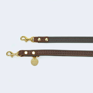 Hundeleine verstellbar Leder dunkelbraun | Leopold's Finest for dogs