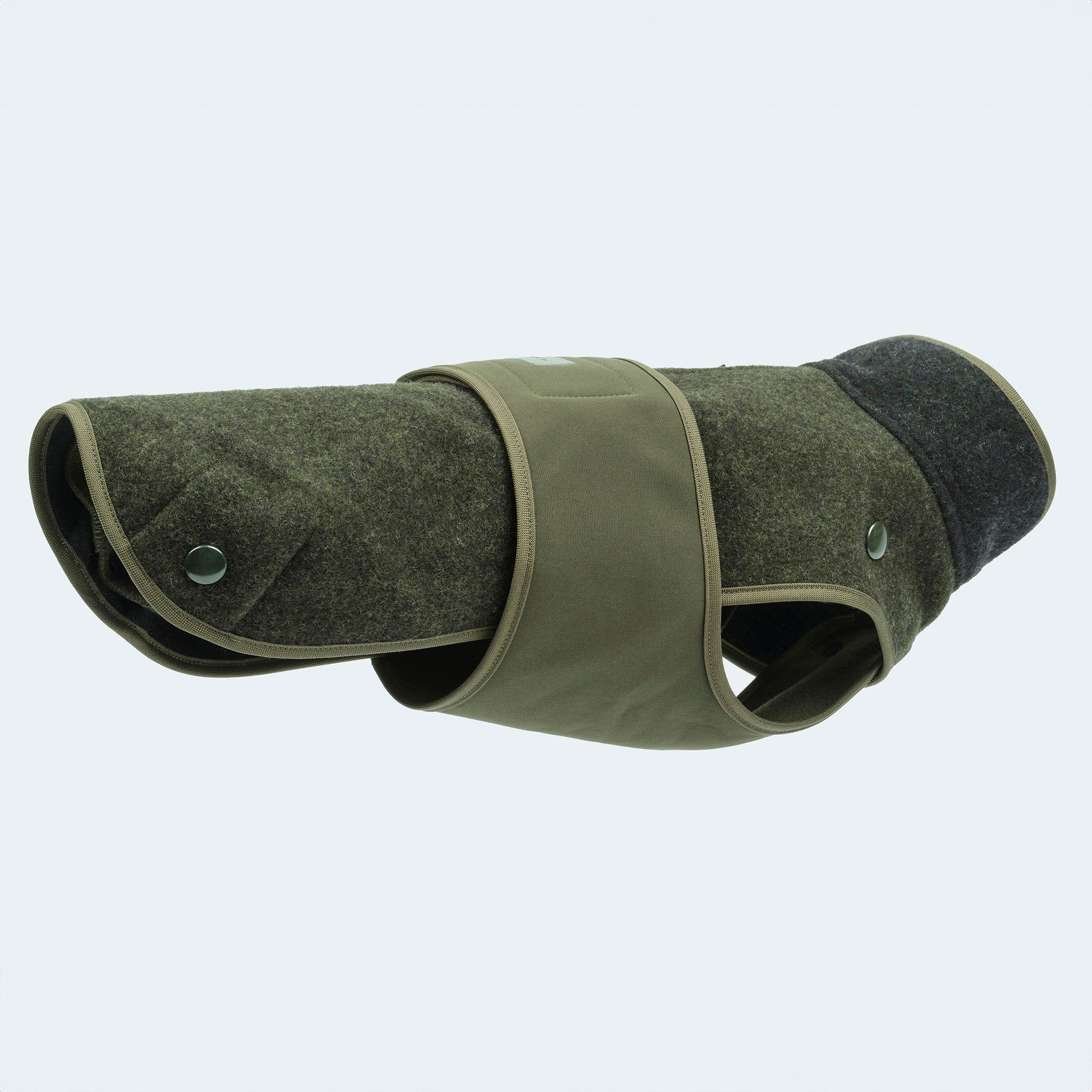 Leopold's Finest | Lodenmantel mit Softshellbrustlatz für Dackel und kleine Hunde in oliv-anthrazit [oliv-anthrazit]