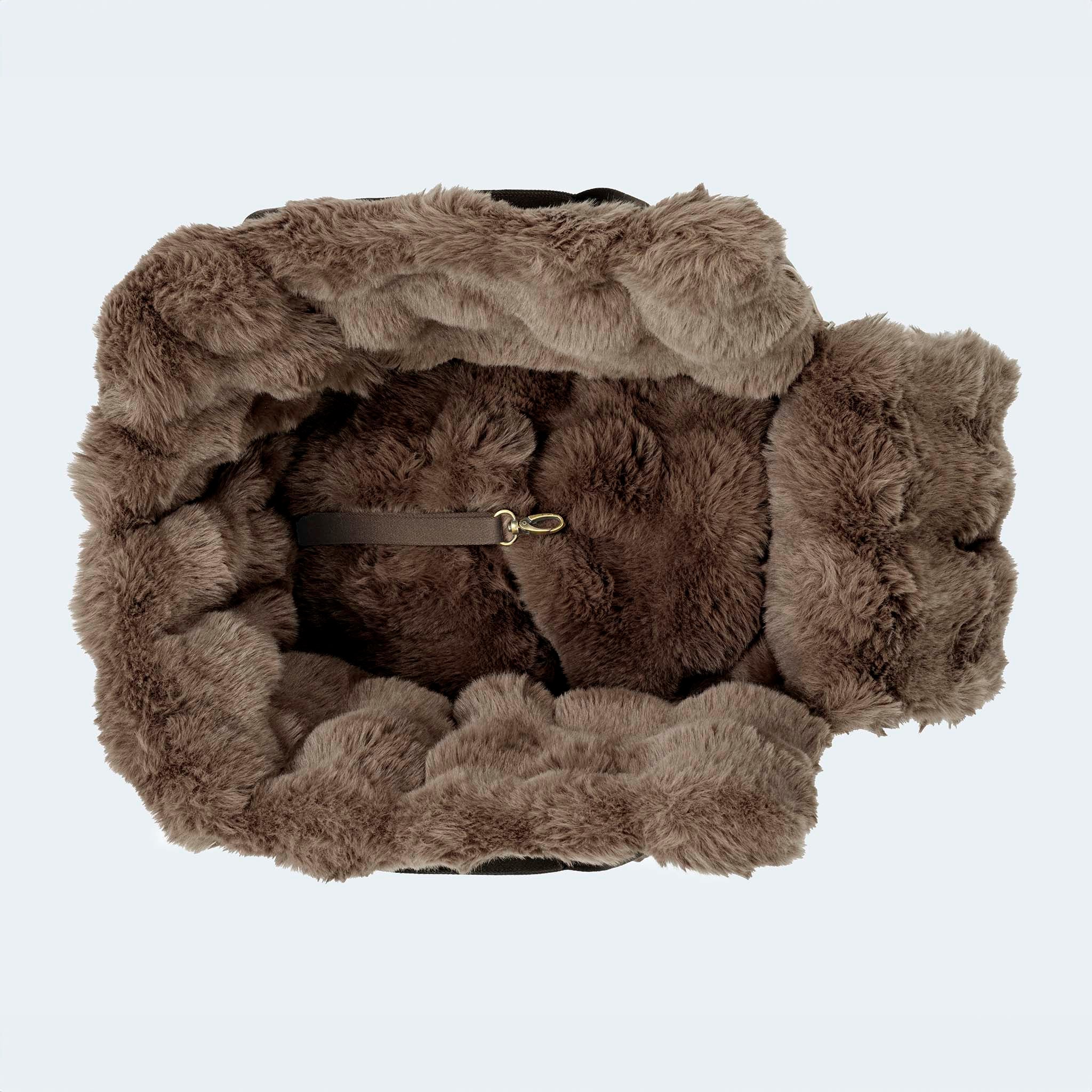 Leopold's Finest | CosyBag St.Moritz flauschiges Innenfutter mit Sicherheitsleine Hundetasche für Dackel und kleine Hunde 