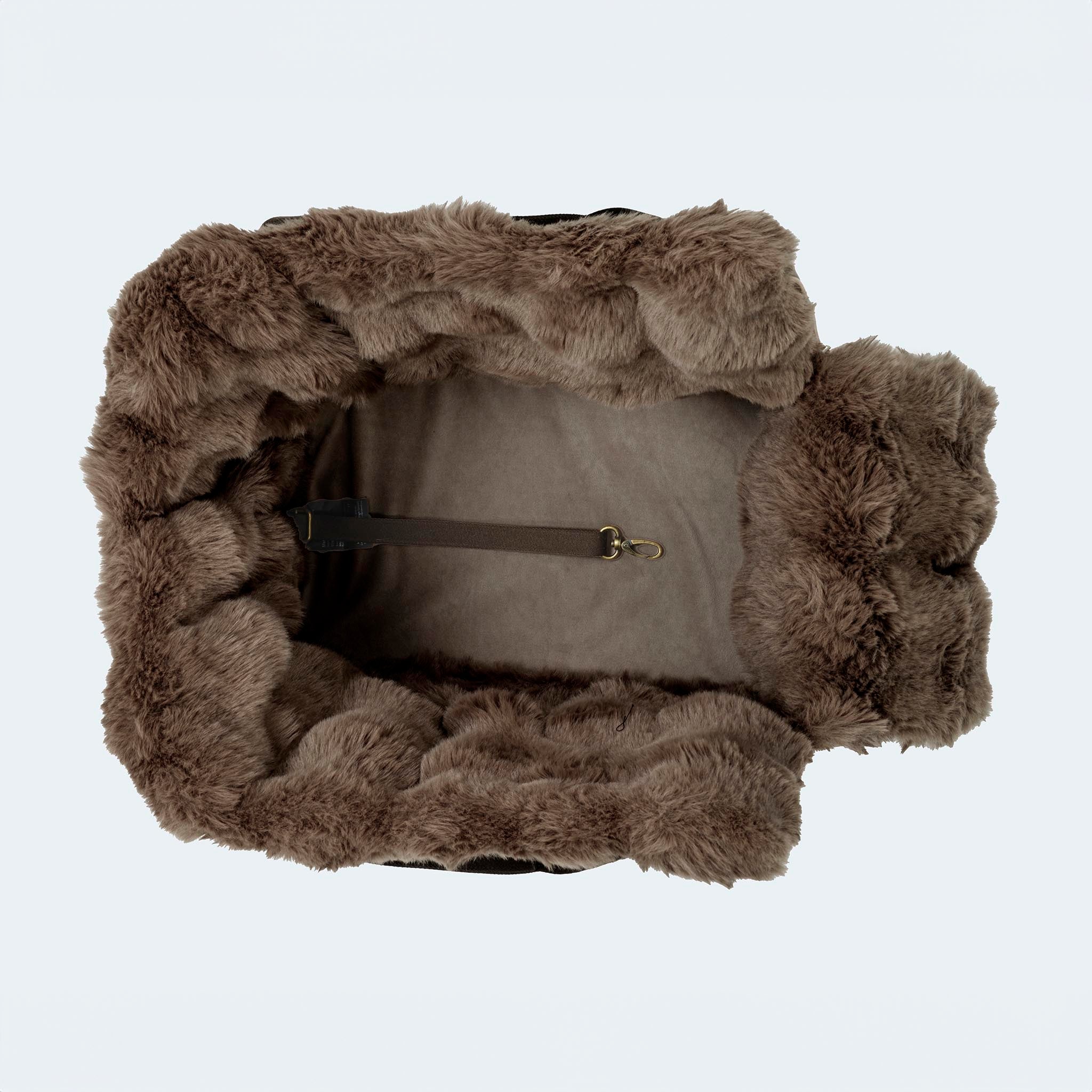 Leopold's Finest | CosyBag St.Moritz Innenansicht mit Sicherheitsleine ohne Kissen Hundetasche für Dackel und kleine Hunde 