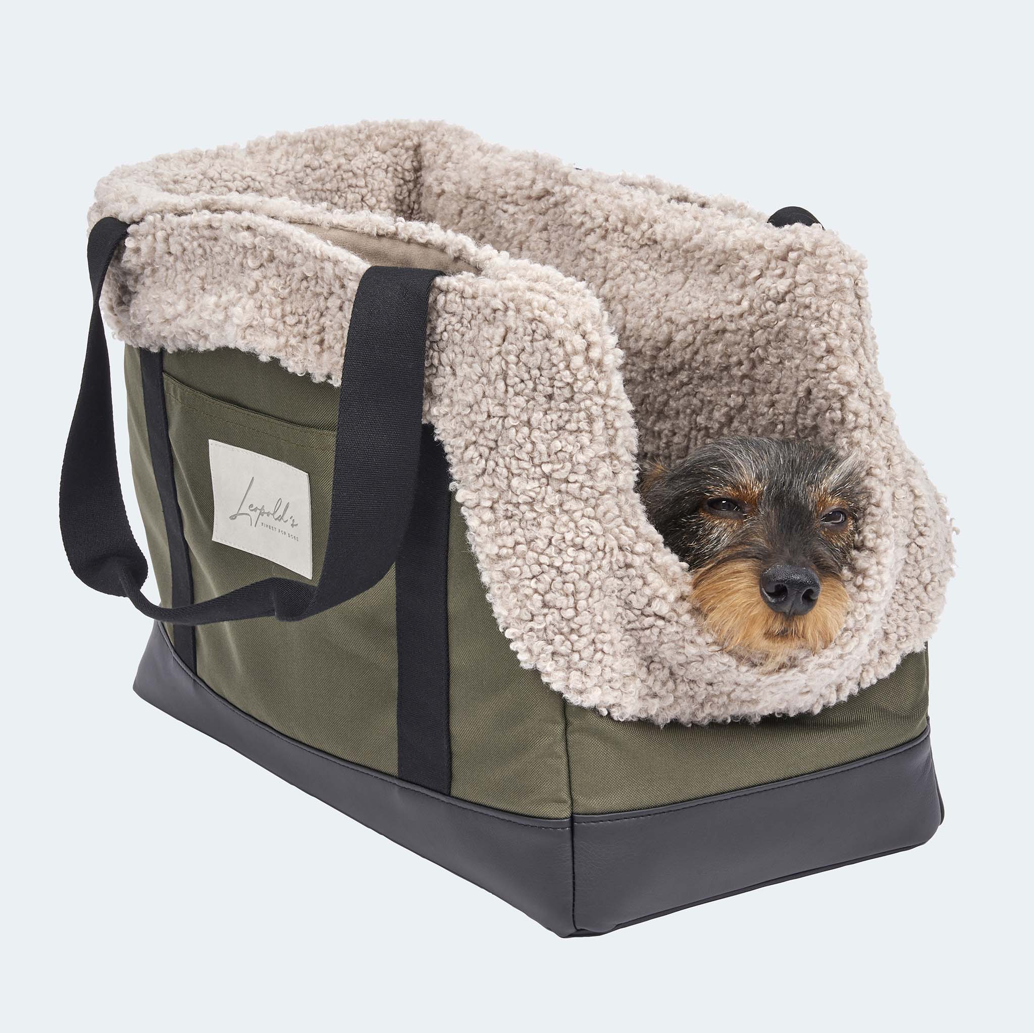 Hundetasche EasyLuxe mit beigen Curly mit einem Dackel [beige]