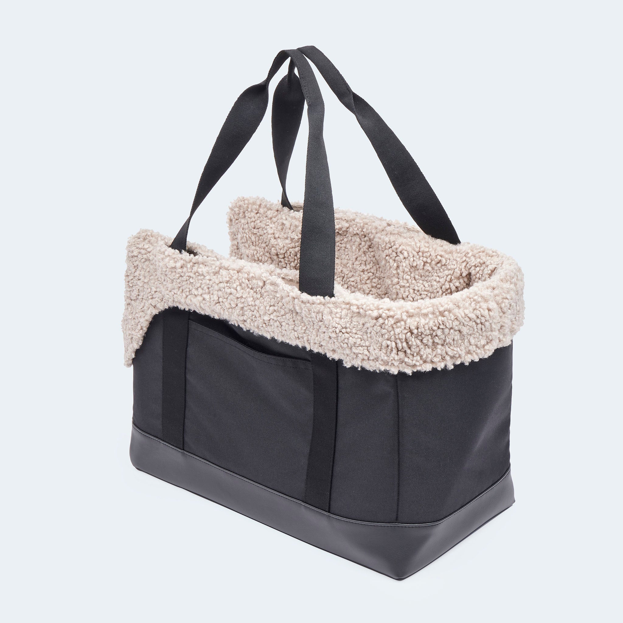 Hundetasche EasyLuxe mit Seitentaschen und ausknöpfbarem Innenfutter von hinten [beige]