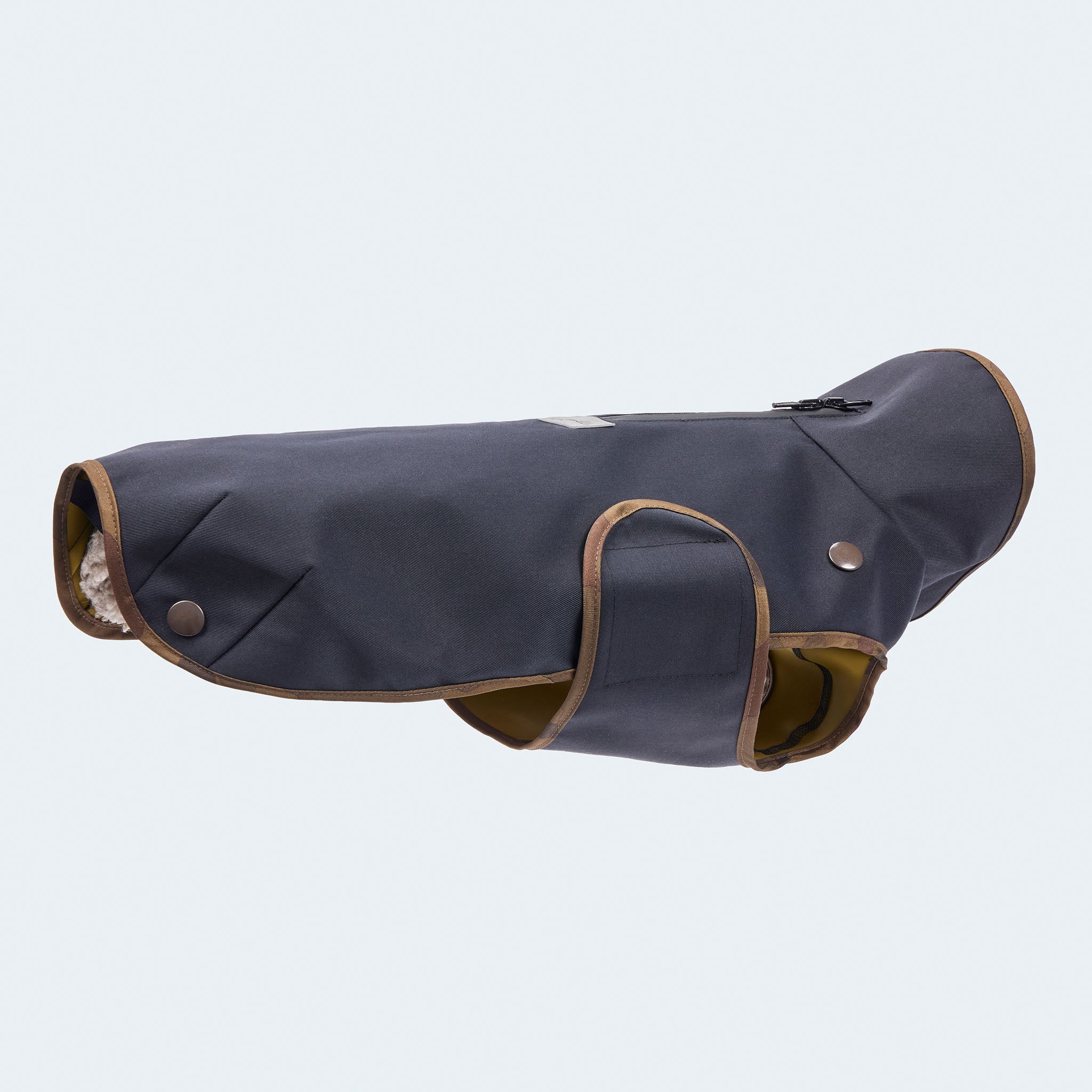 Leopold's Finest | Gefütterter
Hundewintermantel im Parka Stil in navy für Dackel und kleine Hunde. Seitenansicht