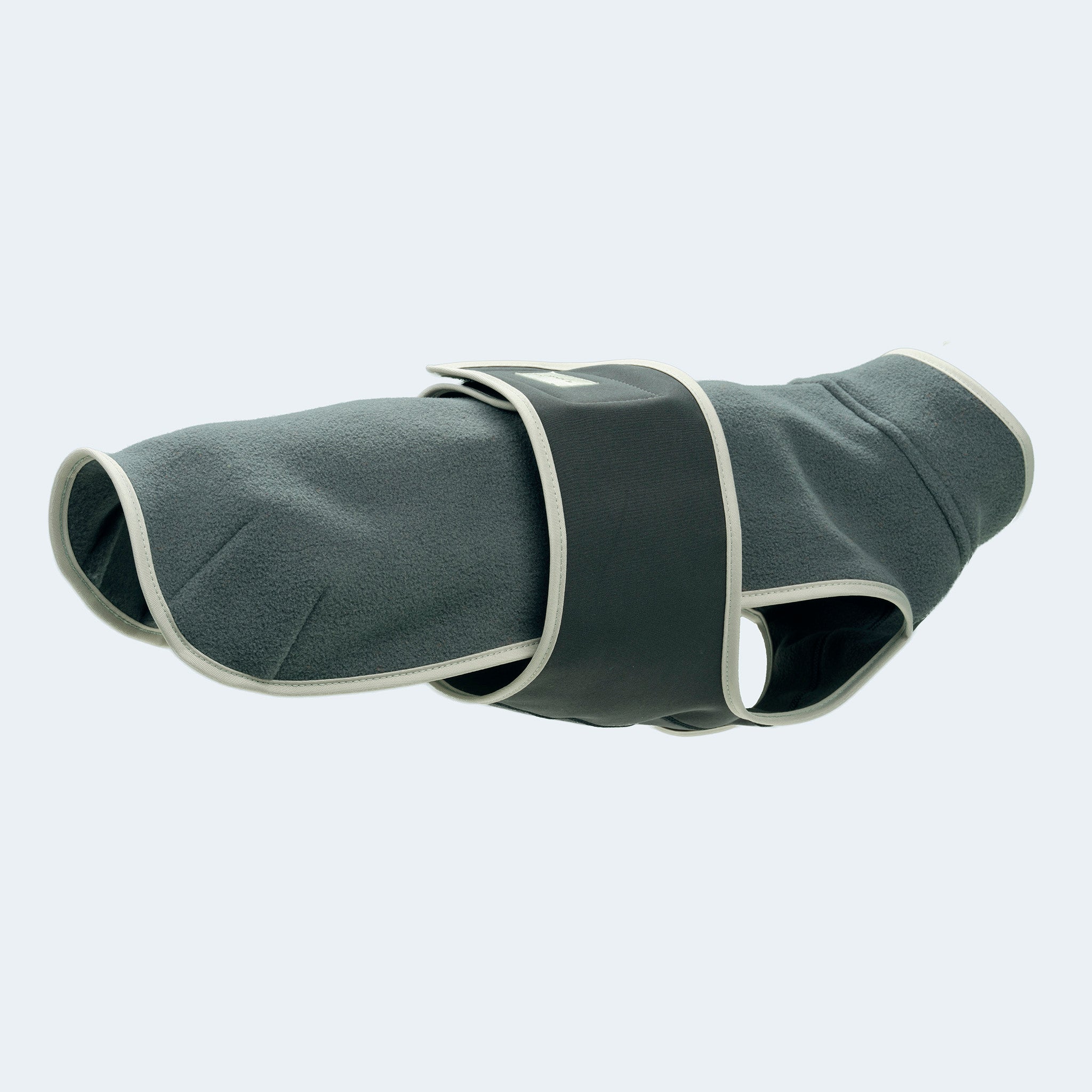Fleecemantel in grau für Dackel und kleine Hunde.