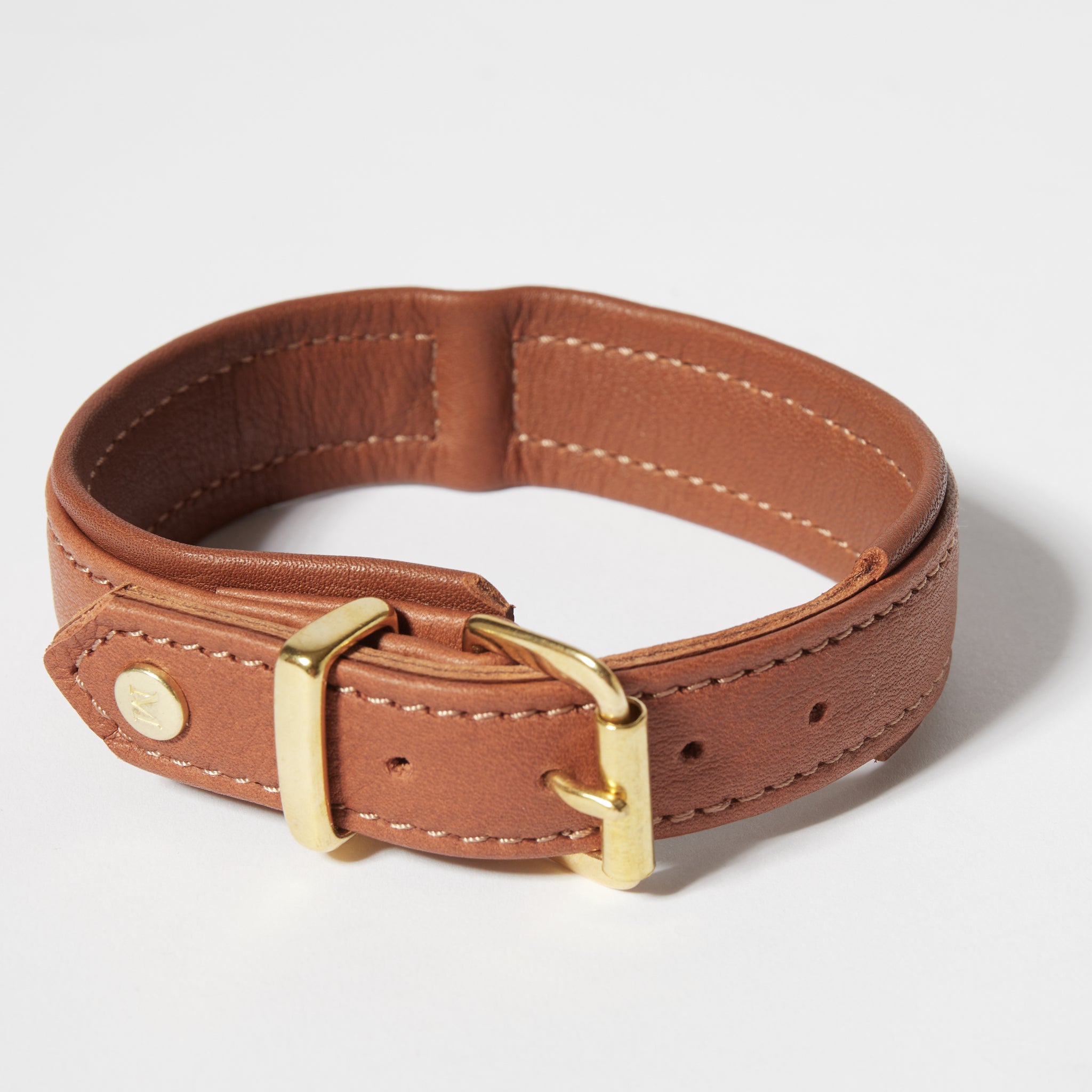 Leder-Hundehalsband Palma mini cognac-petrol