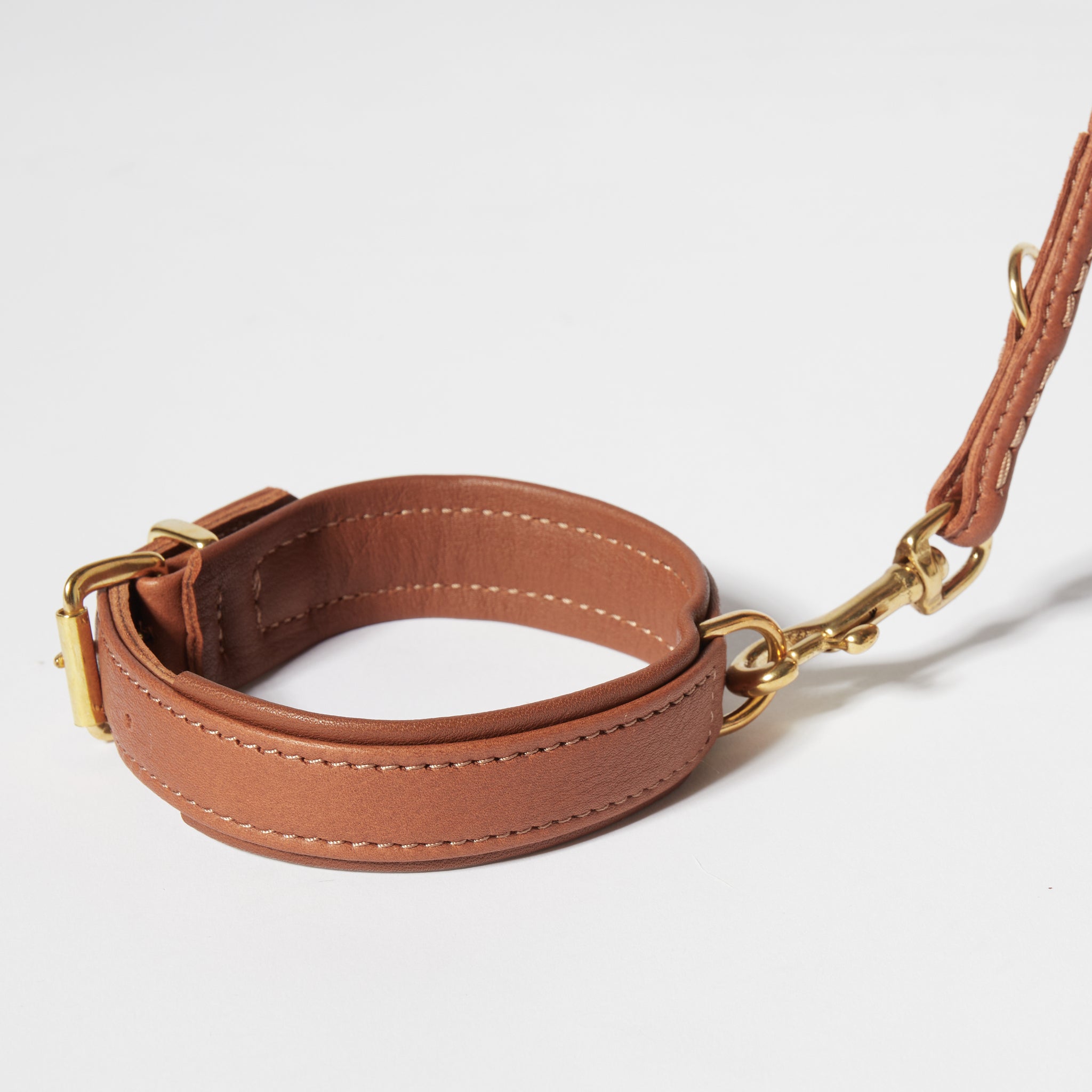 Leder-Hundehalsband Palma mini cognac-petrol